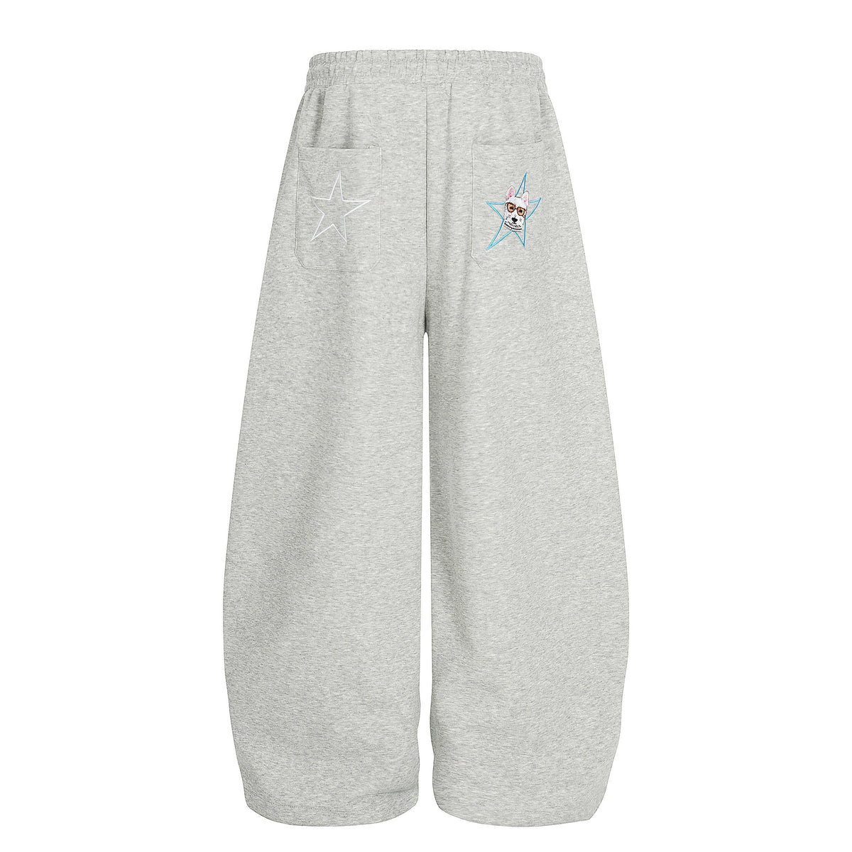 High-Stretch Cartoon Embroidered Wide-Leg Sweatpants