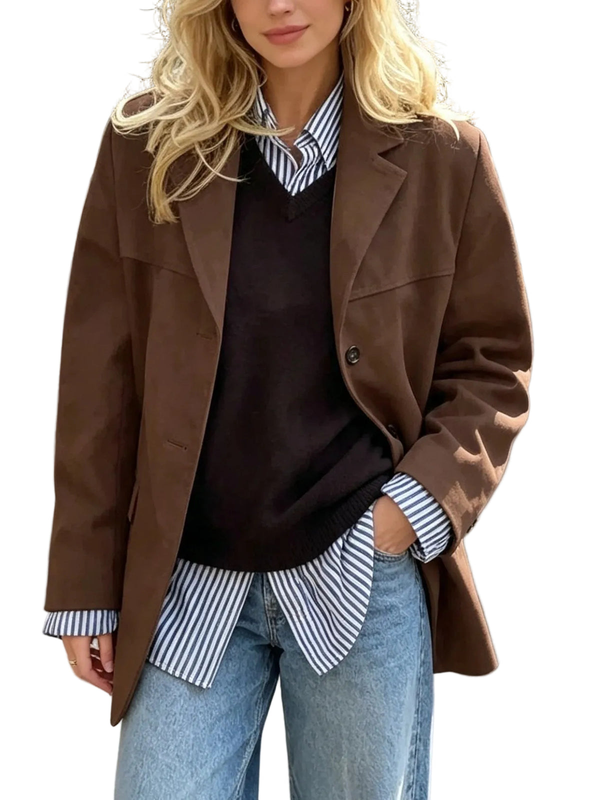Loose-Fit Elegant Button Blazer