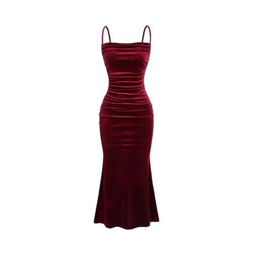 Burgundy Ruched Slip Maxi Dress