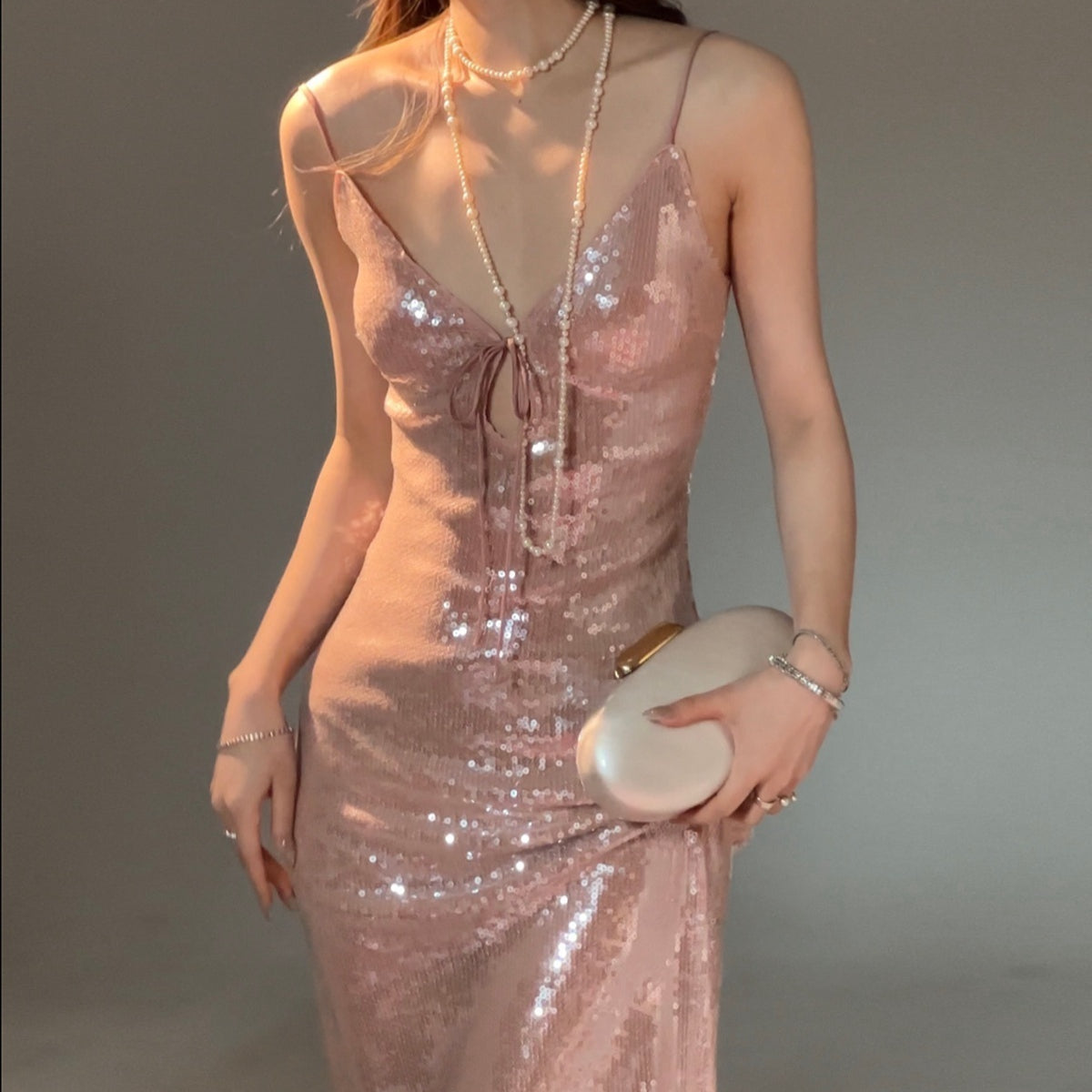 Sequin Tie Strap Top