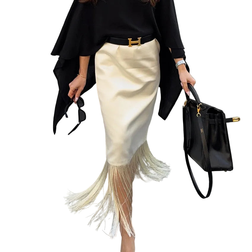 Fashionable Casual Straight-leg Tassel Skirt