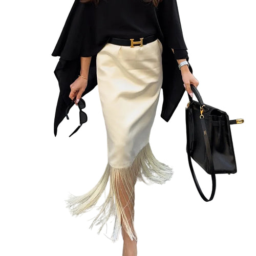 Fashionable Casual Straight-leg Tassel Skirt