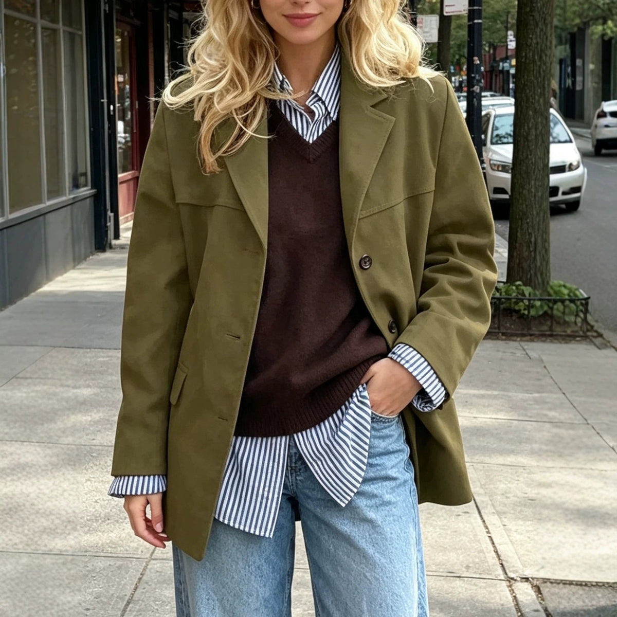 Loose-Fit Elegant Button Blazer