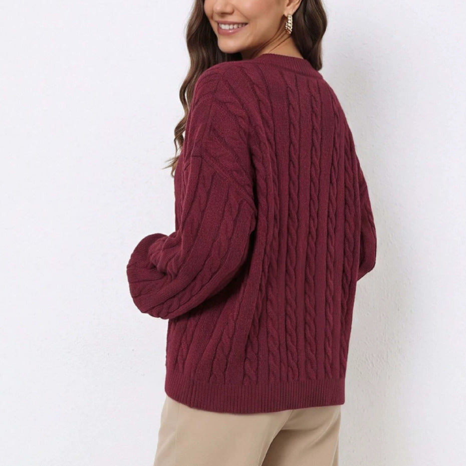 Simple And Versatile V-neck Knit Top