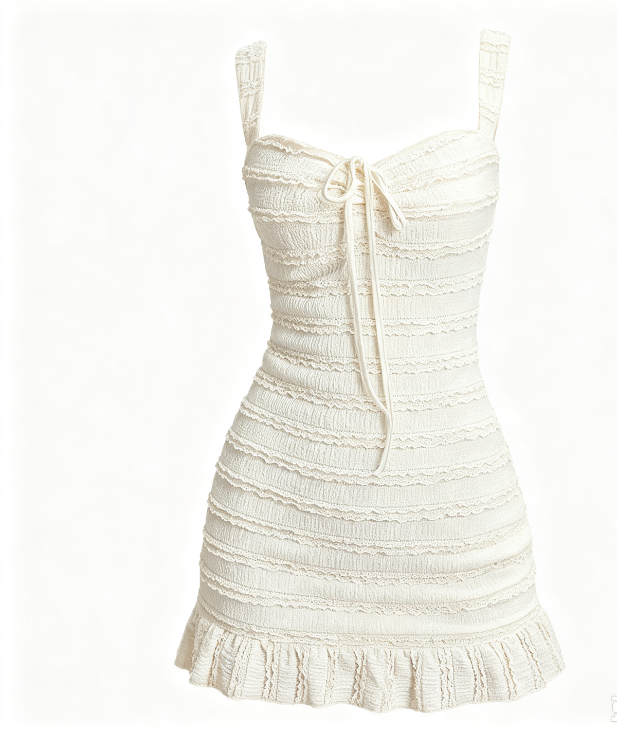 Ivory Textured Smocked Mini Dress