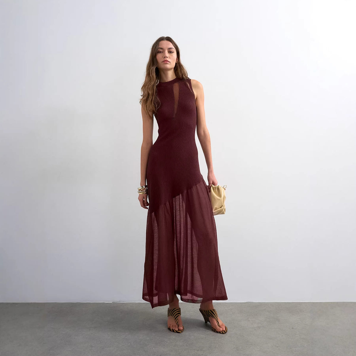 French-style Slightly Mature Ribbed Knit Dress