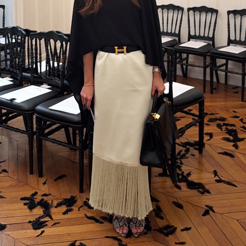 Fashionable Casual Straight-leg Tassel Skirt