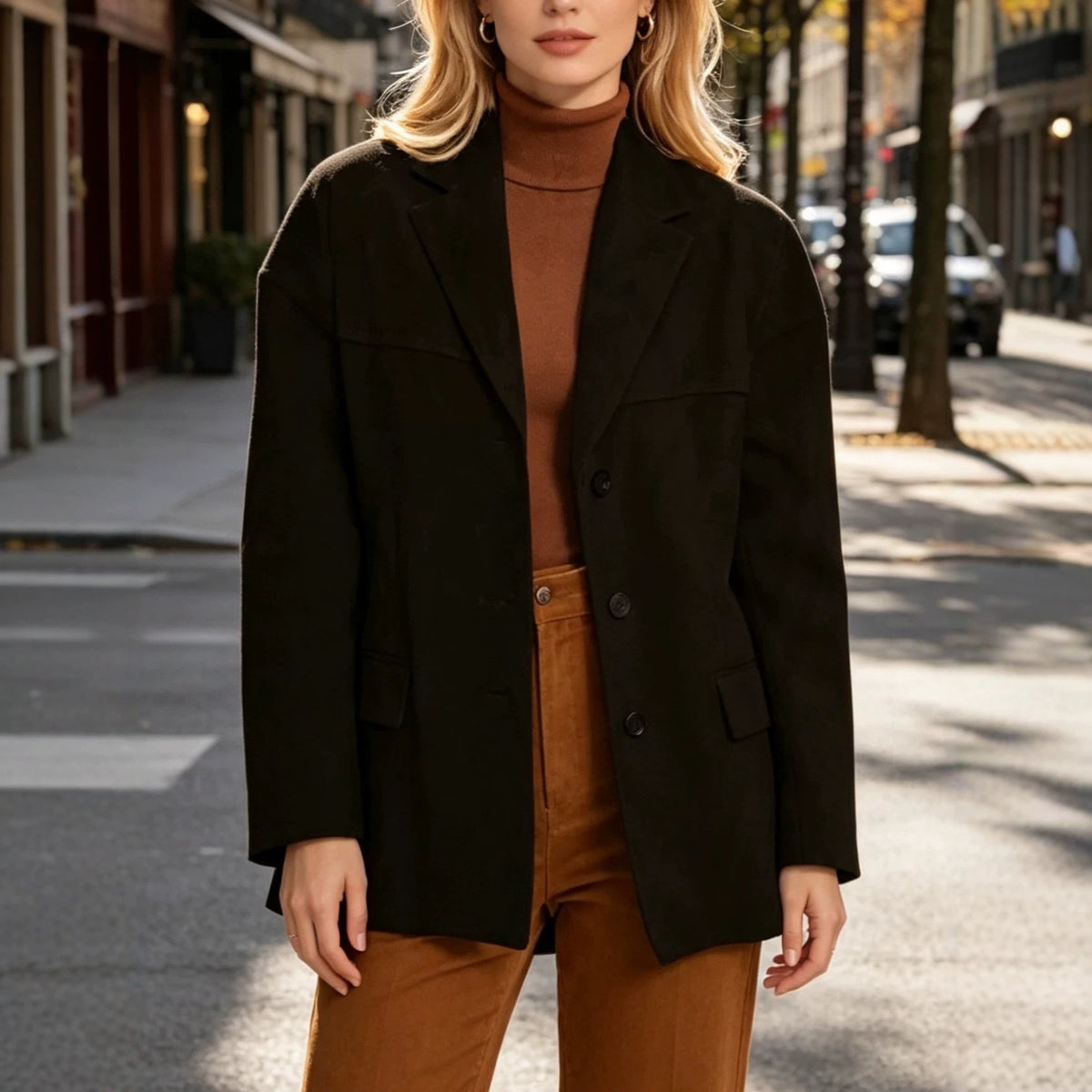 Loose-Fit Elegant Button Blazer