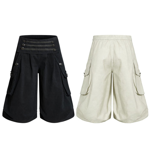 Retro Cotton Cropped Straight-Leg Utility Shorts