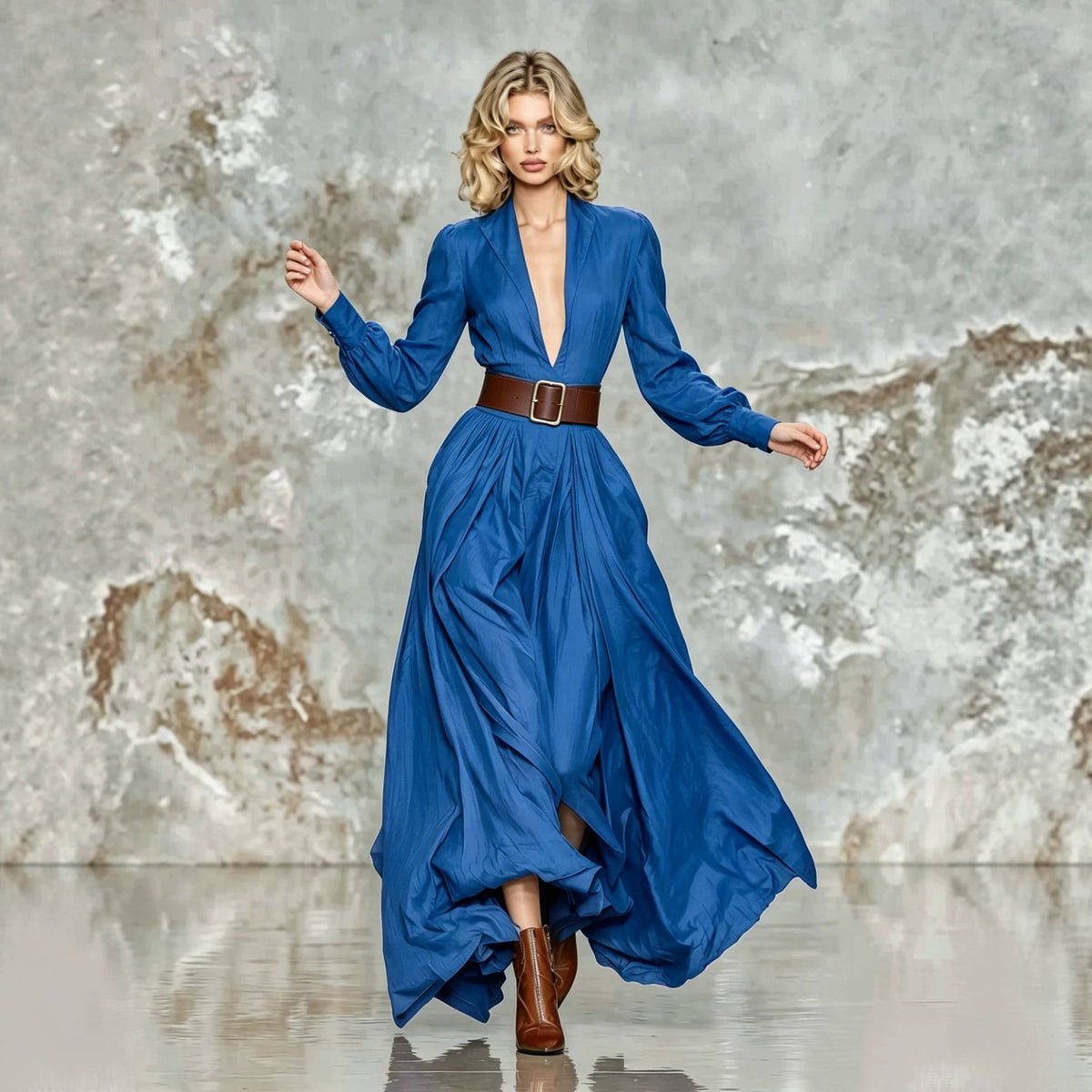 Waist-defined Maxi Dress