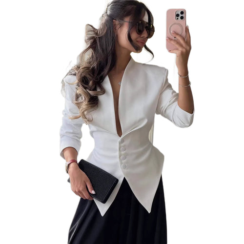 Tailored Peplum Blazer with Pointed Hem