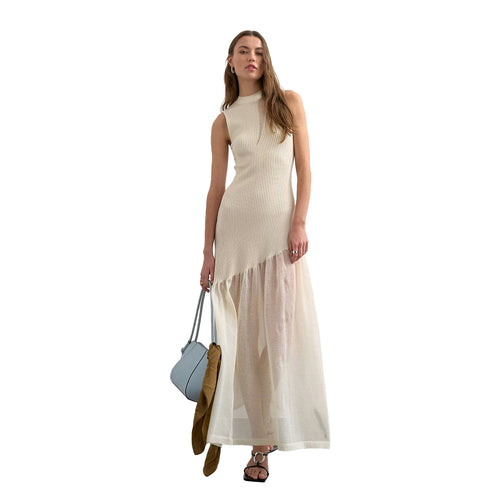 French-style Slightly Mature Ribbed Knit Dress