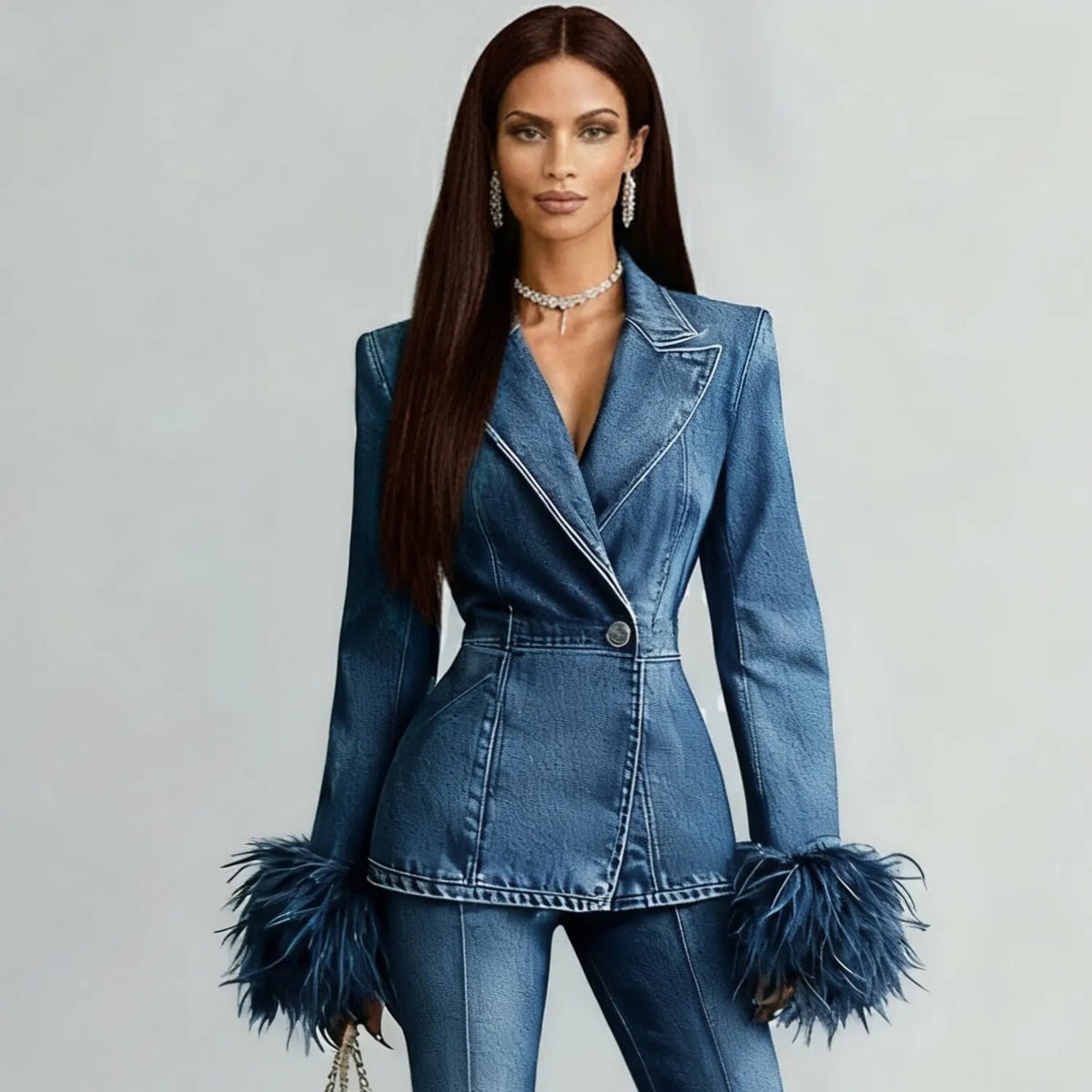 Long Sleeve Denim Jacket - Classic Suit Collar Jean Coat Casual Outerwear Spring Autumn Top