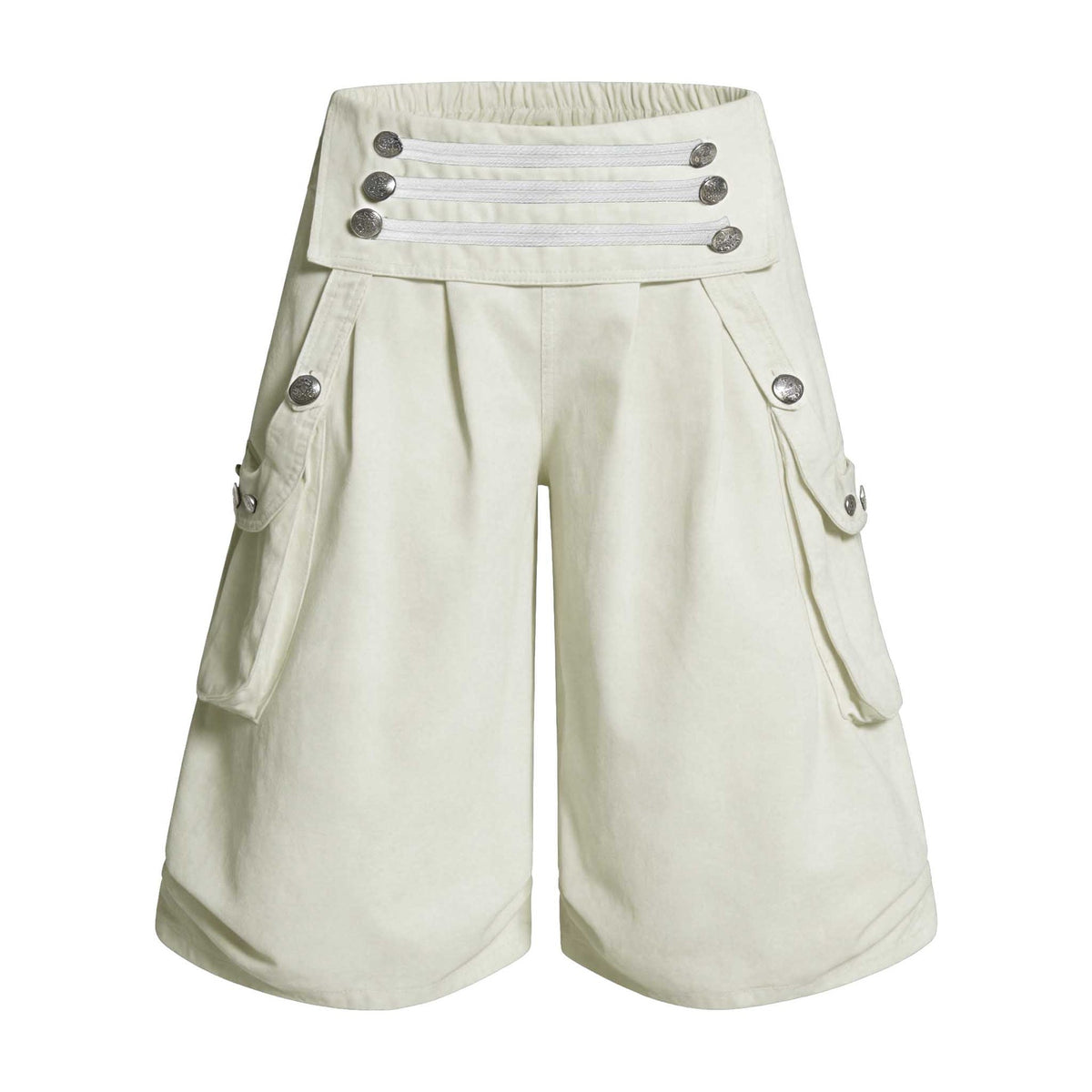 Retro Cotton Cropped Straight-Leg Utility Shorts