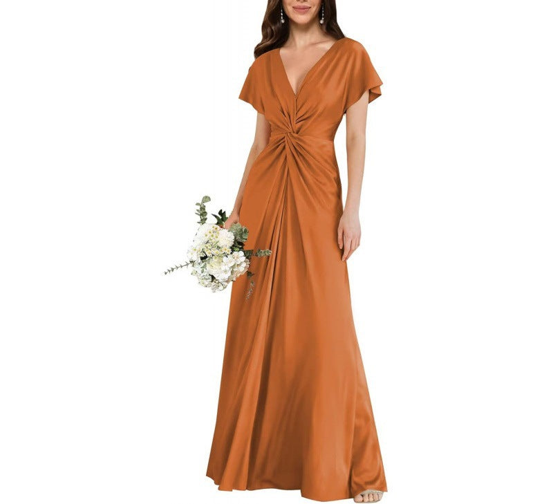 Elegant Contrast-Panel Tie-Waist A-Line Dress