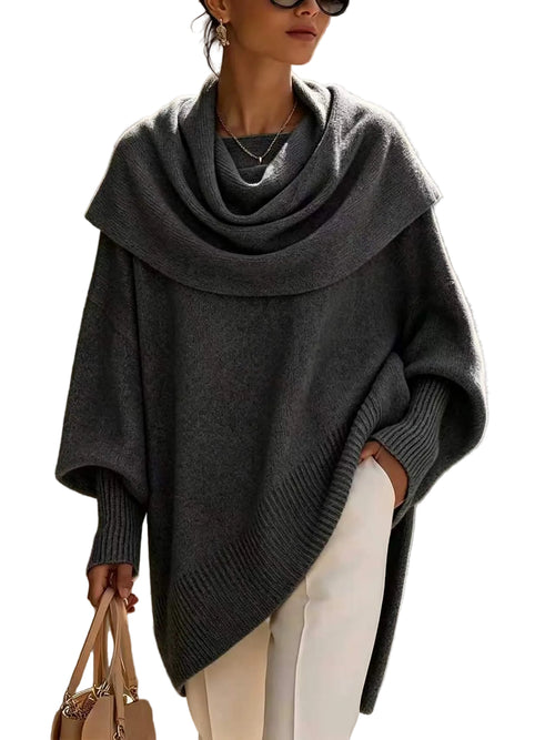 Soft Knit Draped Cowl-Neck Pullover