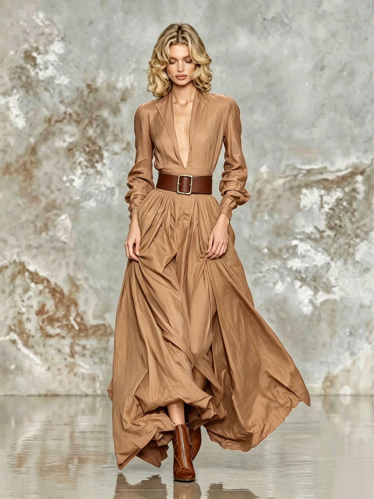 Waist-defined Maxi Dress