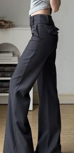 High-Waisted Wide-Leg Pocket Trousers