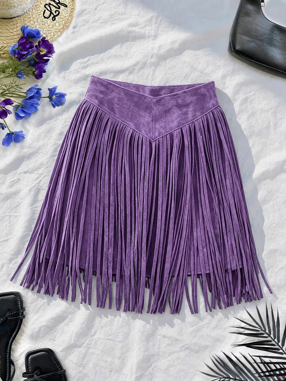 European And American-style Suede Tassel Skirt
