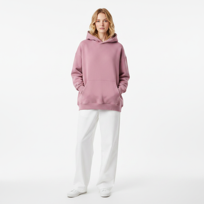 Female Model Dusty Rose Hoodie