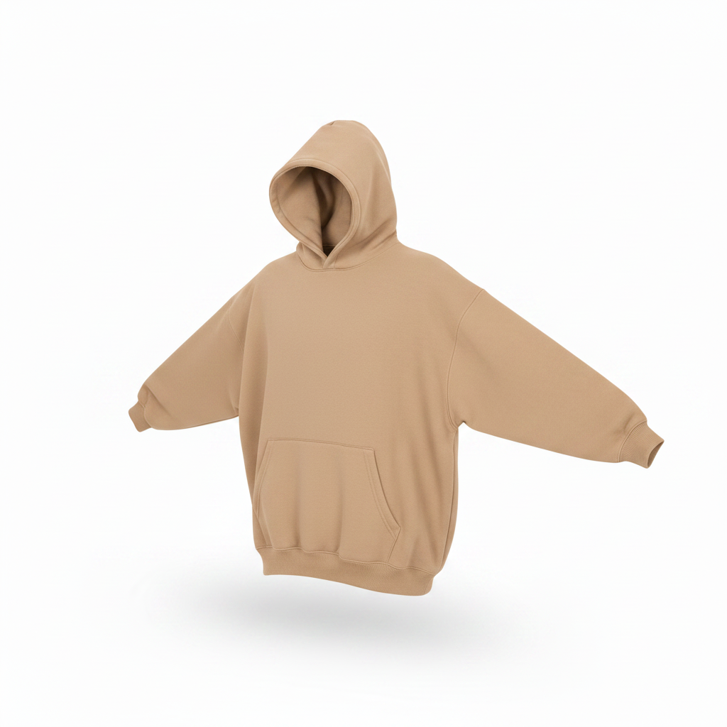 Side Angle Sand Beige Hoodie